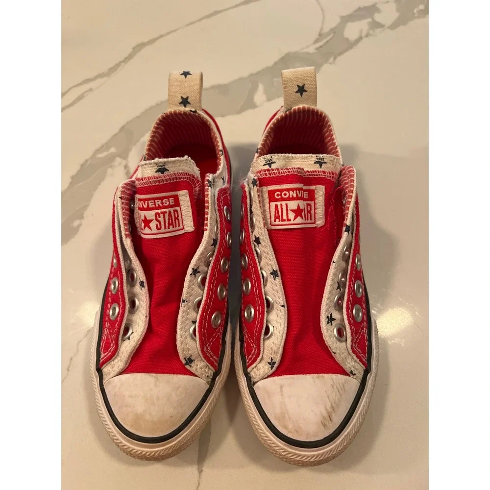 Converse‎ All Star Kids Red Star Stripe Slip On Sneakers 667799F Size 12